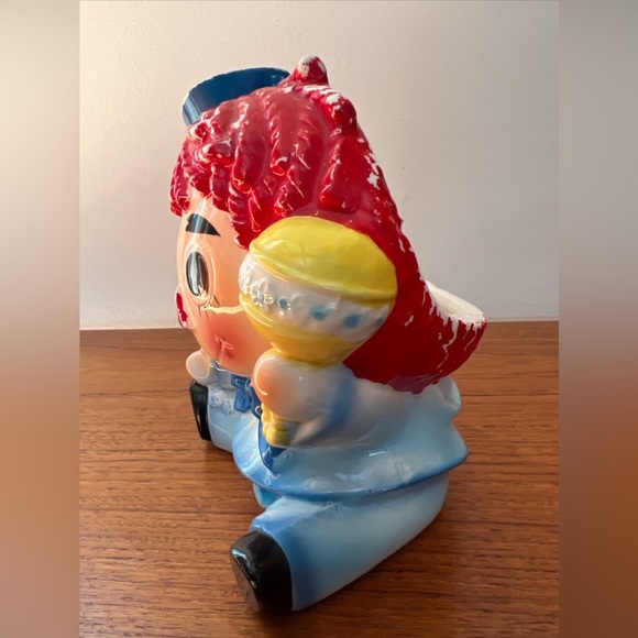 Relpo # 6465, RAGGEDY ANDY, Ceramic Planter Vase. Baby Andy doll. Made In Japan - Picture 8 of 10